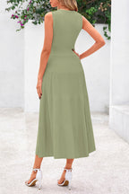 PRETTYGARDEN Spring Casual Dresses for Women Summer Business Work Midi Sleeveless A Line Pleated Cocktail Dress