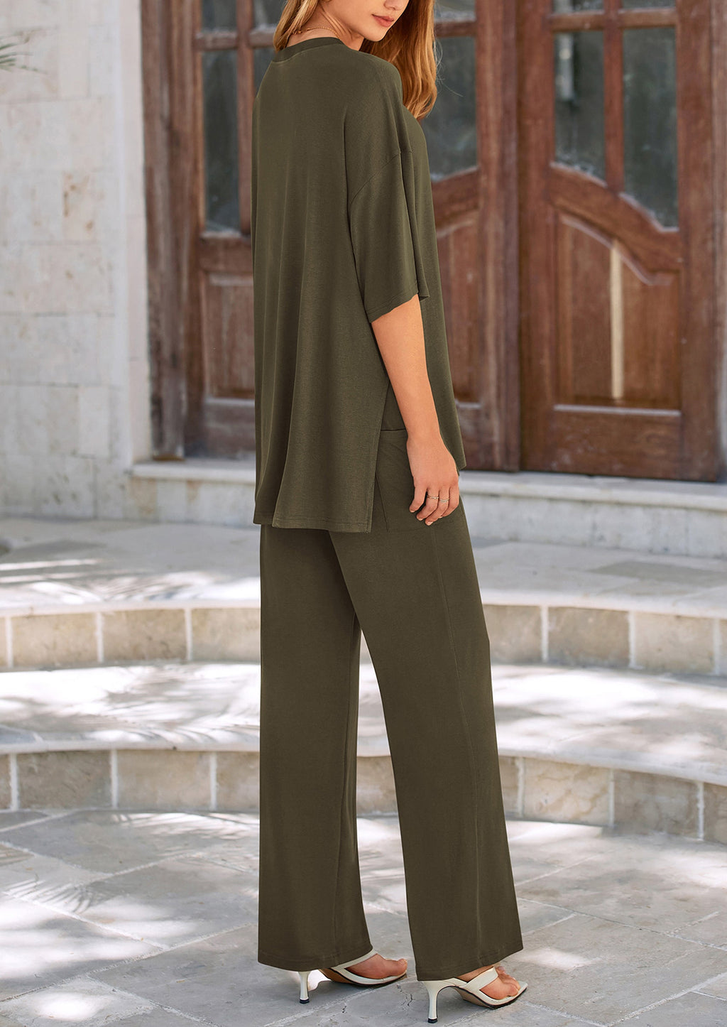 PRETTYGARDEN Women's 2 Piece Outfits Casual Short Sleeve Pullover Tops and Wide Leg Pants Lounge Sets Tracksuits