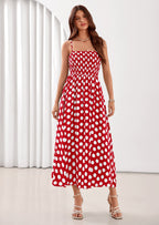 PRETTYGARDEN Womens Summer Dresses Spring Sleeveless Spaghetti Straps Casual Midi Dress Polka Dot Smocked Beach Sundress