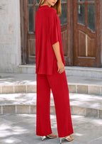PRETTYGARDEN Women's 2 Piece Outfits Casual Short Sleeve Pullover Tops and Wide Leg Pants Lounge Sets Tracksuits