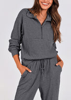 PRETTYGARDEN Women's Fall 2 Piece Lounge Sets Zip Up Sweatshirt Jogger Pants Sweat Track Suits Travel Outfit Winter Clothing