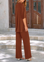 PRETTYGARDEN Women's 2 Piece Outfits Casual Short Sleeve Pullover Tops and Wide Leg Pants Lounge Sets Tracksuits