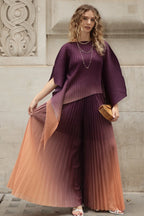 Full Pleated Tie Dye Color Top And Trousers