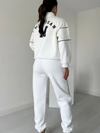 Women's sports and leisure stand collar two-piece set