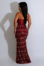 Cami Corset Sequin Fringed Gowns Maxi Dresses-Champagne
