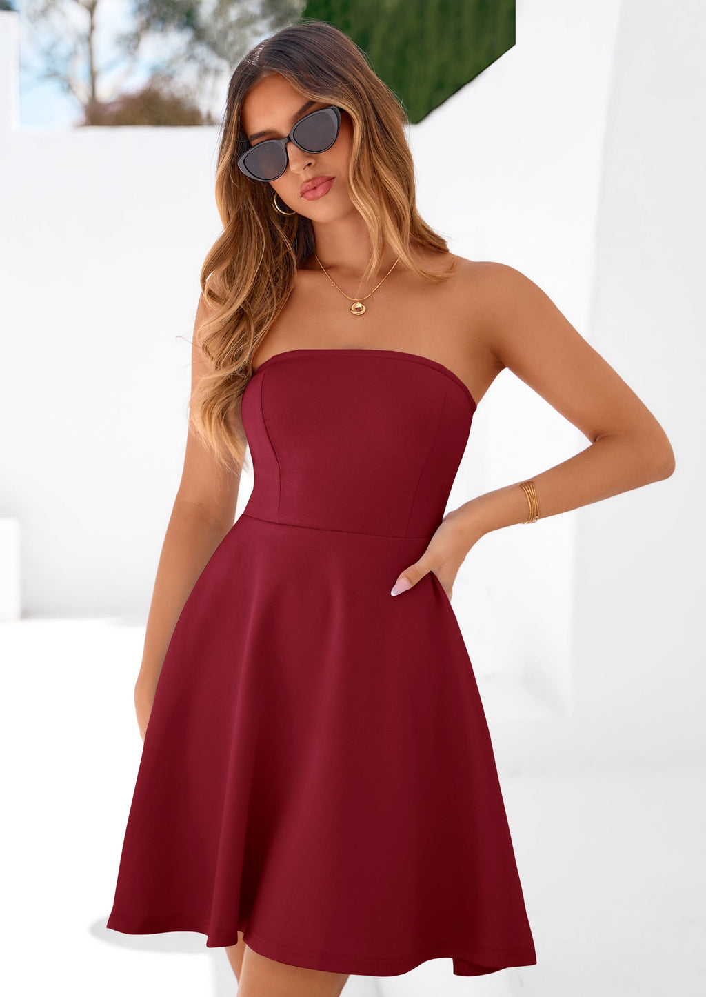 PRETTYGARDEN Women's Strapless Mini Summer Dress Spring A Line Tube Top Sundress Cocktail Party Short Dresses