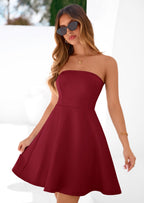 PRETTYGARDEN Women's Strapless Mini Summer Dress Spring A Line Tube Top Sundress Cocktail Party Short Dresses
