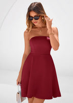 PRETTYGARDEN Women's Strapless Mini Summer Dress Spring A Line Tube Top Sundress Cocktail Party Short Dresses