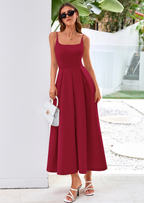 PRETTYGARDEN Cocktail Dresses for Women Spring Elegant Ruffle A Line Long Flowy Summer Formal Wedding Guest Maxi Dress