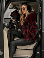 Women Hooded Drawstring Plush Ball Casual Coat