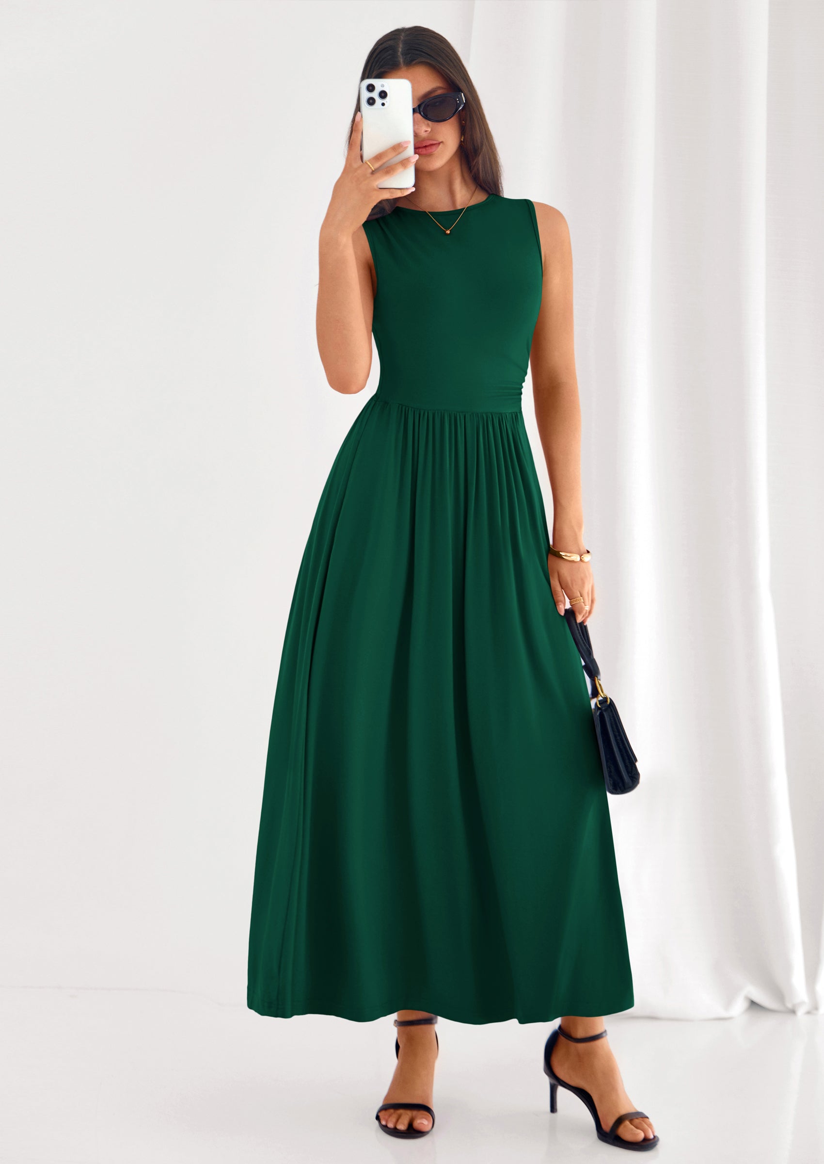 PRETTYGARDEN Summer Maxi Dresses for Women Sleeveless A Line Flowy Long Casual Sundress Wedding Guest Fashion Clothing