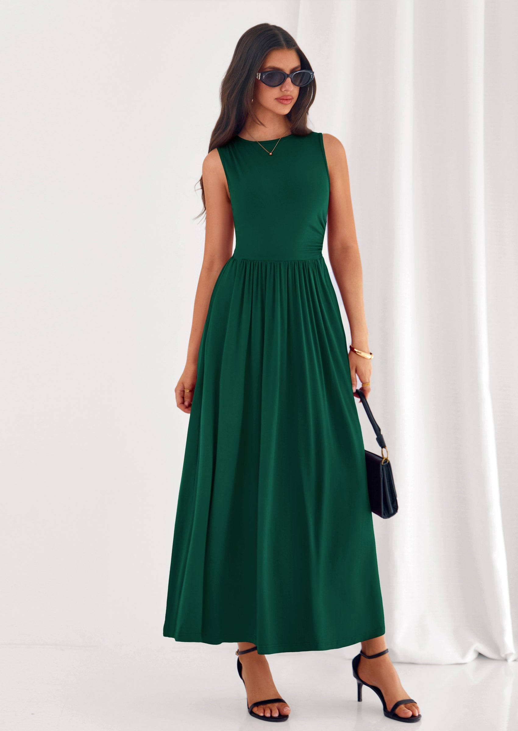 PRETTYGARDEN Summer Maxi Dresses for Women Sleeveless A Line Flowy Long Casual Sundress Wedding Guest Fashion Clothing