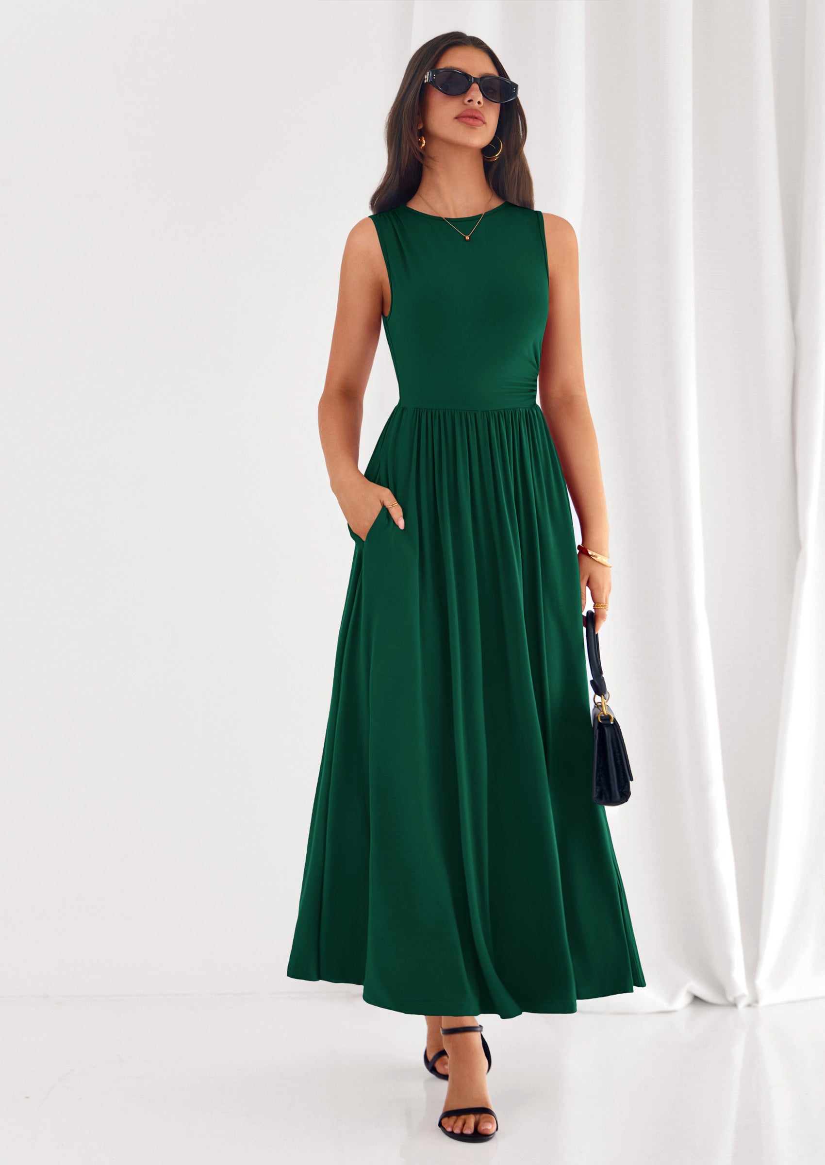 PRETTYGARDEN Summer Maxi Dresses for Women Sleeveless A Line Flowy Long Casual Sundress Wedding Guest Fashion Clothing