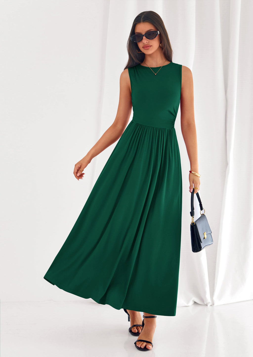 PRETTYGARDEN Summer Maxi Dresses for Women Sleeveless A Line Flowy Long Casual Sundress Wedding Guest Fashion Clothing