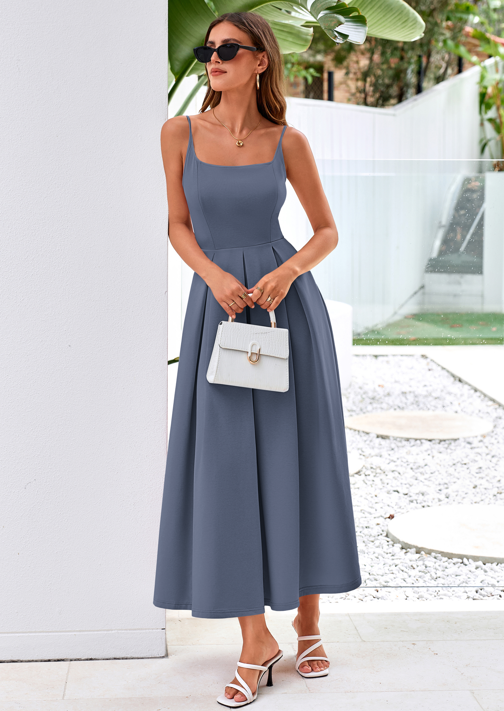 PRETTYGARDEN Cocktail Dresses for Women Spring Elegant Ruffle A Line Long Flowy Summer Formal Wedding Guest Maxi Dress