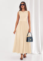 PRETTYGARDEN Summer Maxi Dresses for Women Sleeveless A Line Flowy Long Casual Sundress Wedding Guest Fashion Clothing