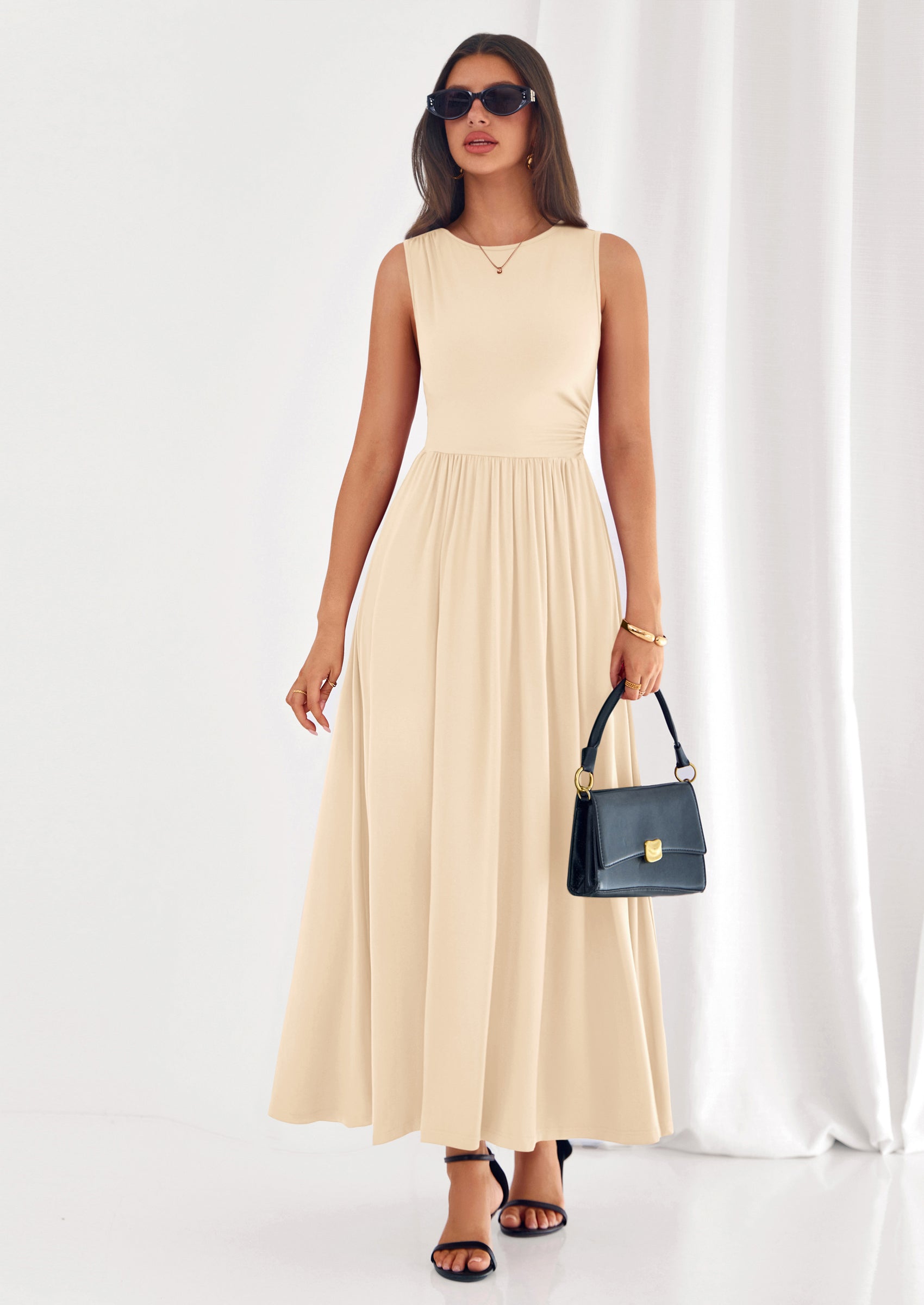 PRETTYGARDEN Summer Maxi Dresses for Women Sleeveless A Line Flowy Long Casual Sundress Wedding Guest Fashion Clothing
