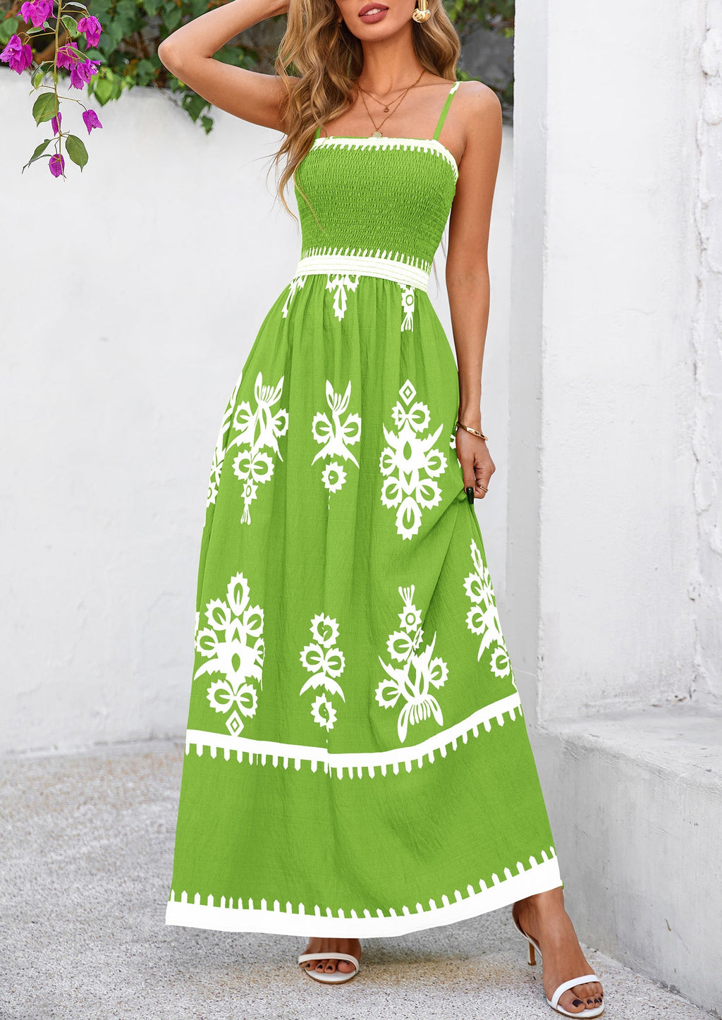 PRETTYGARDEN Summer Dress for Women Floral Sundress Spaghetti Strap Flowy Beach Vacation Boho Maxi Dresses