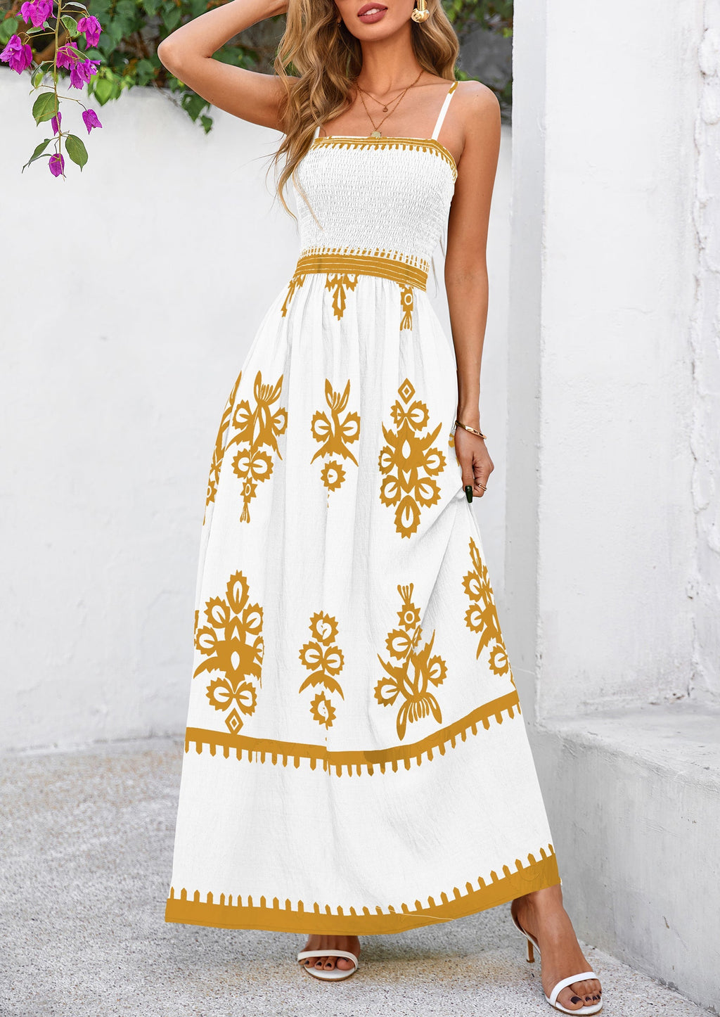 PRETTYGARDEN Summer Dress for Women Floral Sundress Spaghetti Strap Flowy Beach Vacation Boho Maxi Dresses