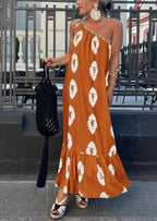 PRETTYGARDEN Women's Summer Maxi Dresses One Shoulder Printed Flowy Boho Beach Vacation Long Sundress