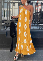 PRETTYGARDEN Women's Summer Maxi Dresses One Shoulder Printed Flowy Boho Beach Vacation Long Sundress