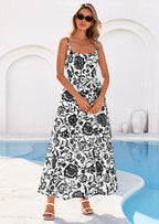 PRETTYGARDEN Womens Spring Boho Maxi Dress Eyelet Floral Long Flowy Sundresses Summer Beach Vacation Clothes