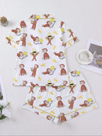 Women's Monkey Banana Print Sleepwear Set