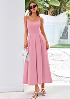 PRETTYGARDEN Cocktail Dresses for Women Spring Elegant Ruffle A Line Long Flowy Summer Formal Wedding Guest Maxi Dress