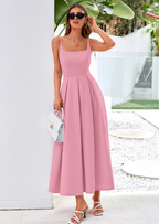 PRETTYGARDEN Cocktail Dresses for Women Spring Elegant Ruffle A Line Long Flowy Summer Formal Wedding Guest Maxi Dress
