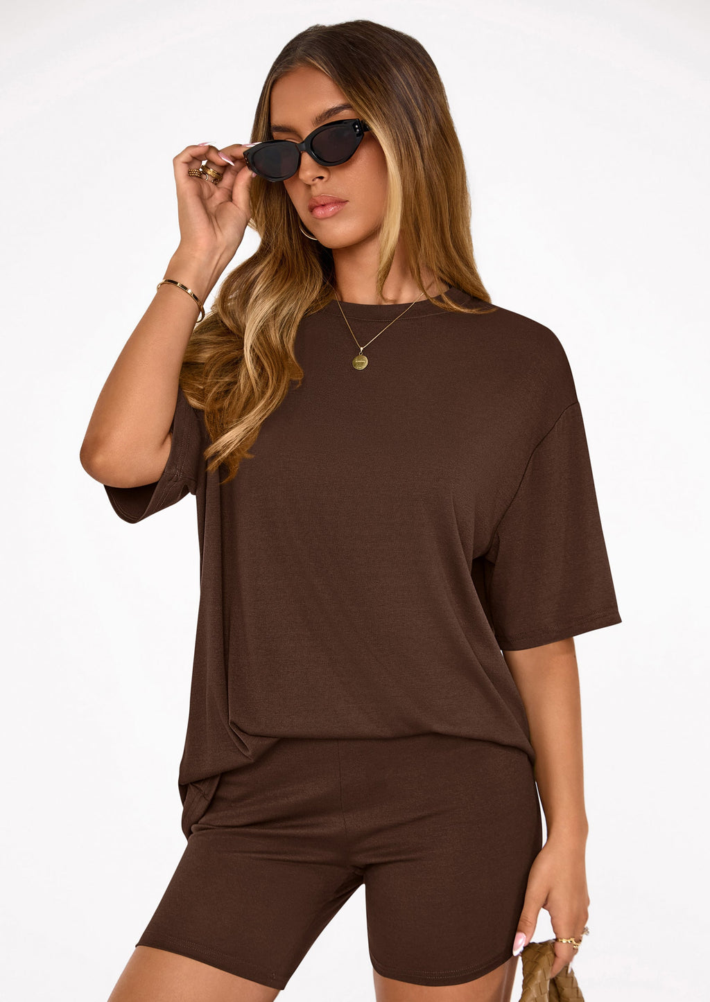 PRETTYGARDEN Women's Two Piece Matching Lounge Sets Summer Casual Tops Short Sleeve Shirts Shorts Travel Airport Outfits