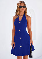 PRETTYGARDEN Cocktail Dresses for Women Short Summer Elegant Halter V Neck Sleeveless A Line Spring Mini Party Dress