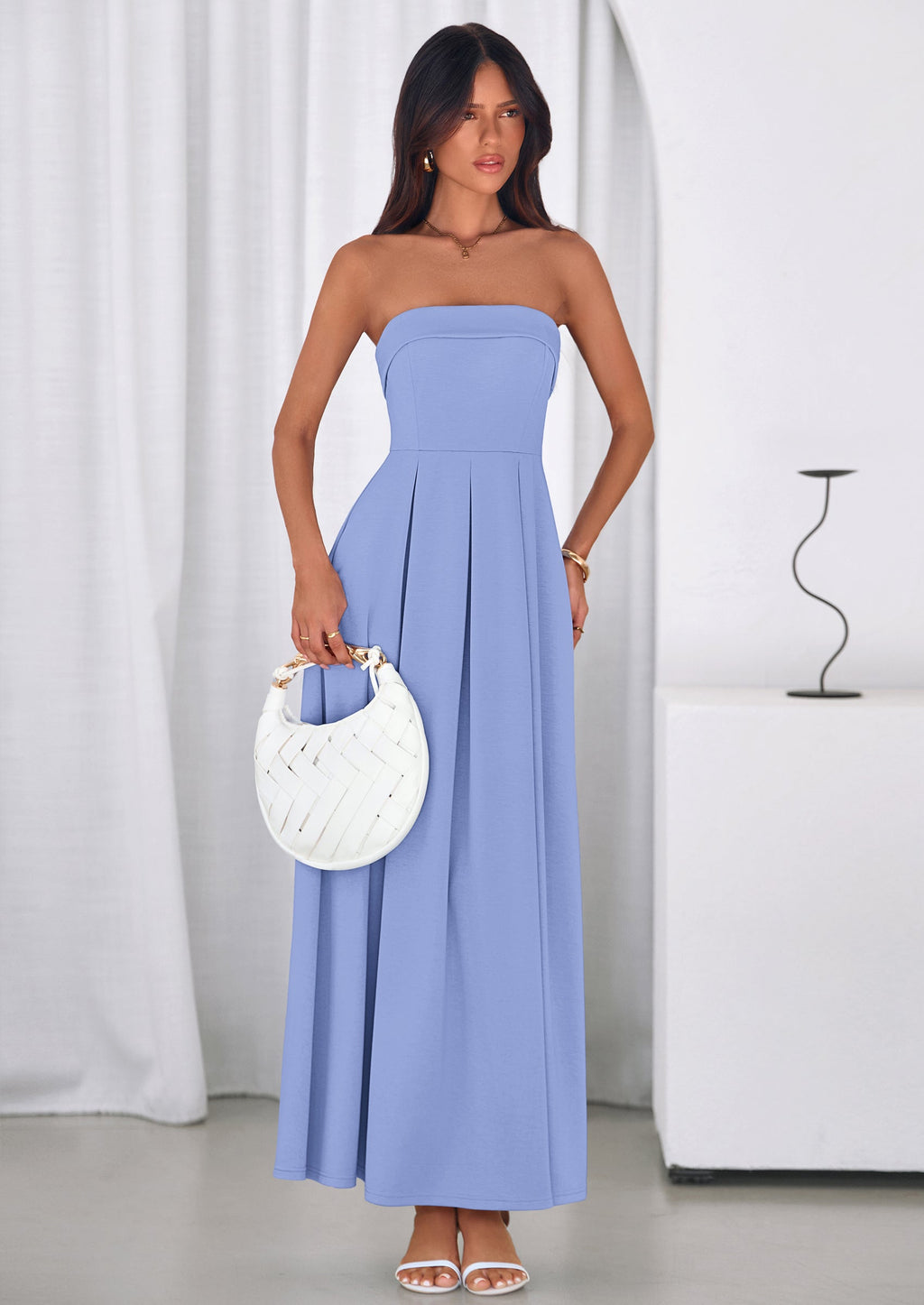 PRETTYGARDEN Cocktail Dresses for Women Summer Formal Elegant Tube Top Strapless Spring Wedding Guest Party Midi Dress