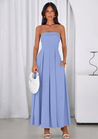 PRETTYGARDEN Cocktail Dresses for Women Summer Formal Elegant Tube Top Strapless Spring Wedding Guest Party Midi Dress