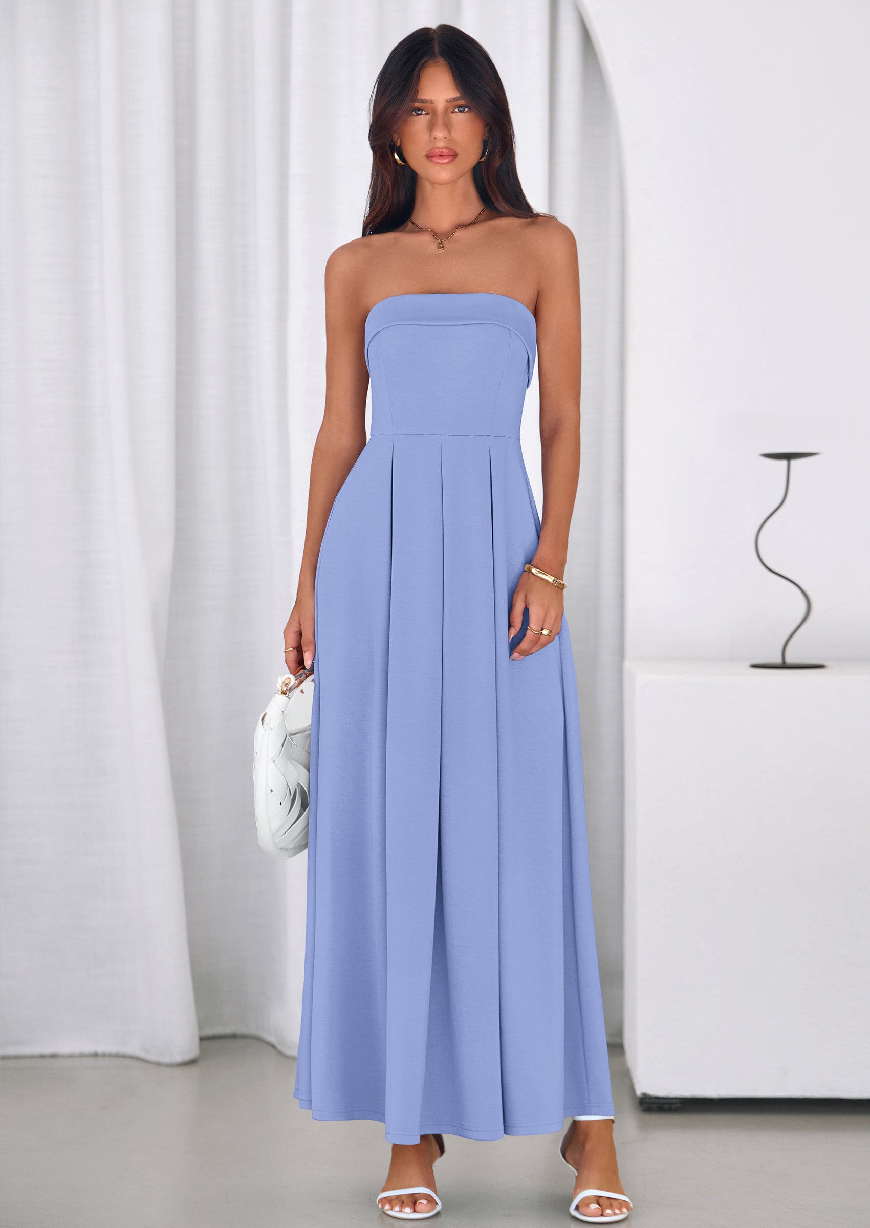 PRETTYGARDEN Cocktail Dresses for Women Summer Formal Elegant Tube Top Strapless Spring Wedding Guest Party Midi Dress