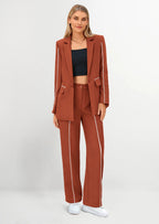 PRETTYGARDEN 2 Piece Blazer Outfits Business Casual Oversized Jacket Wide Leg Work Pants Dressy Suit Set