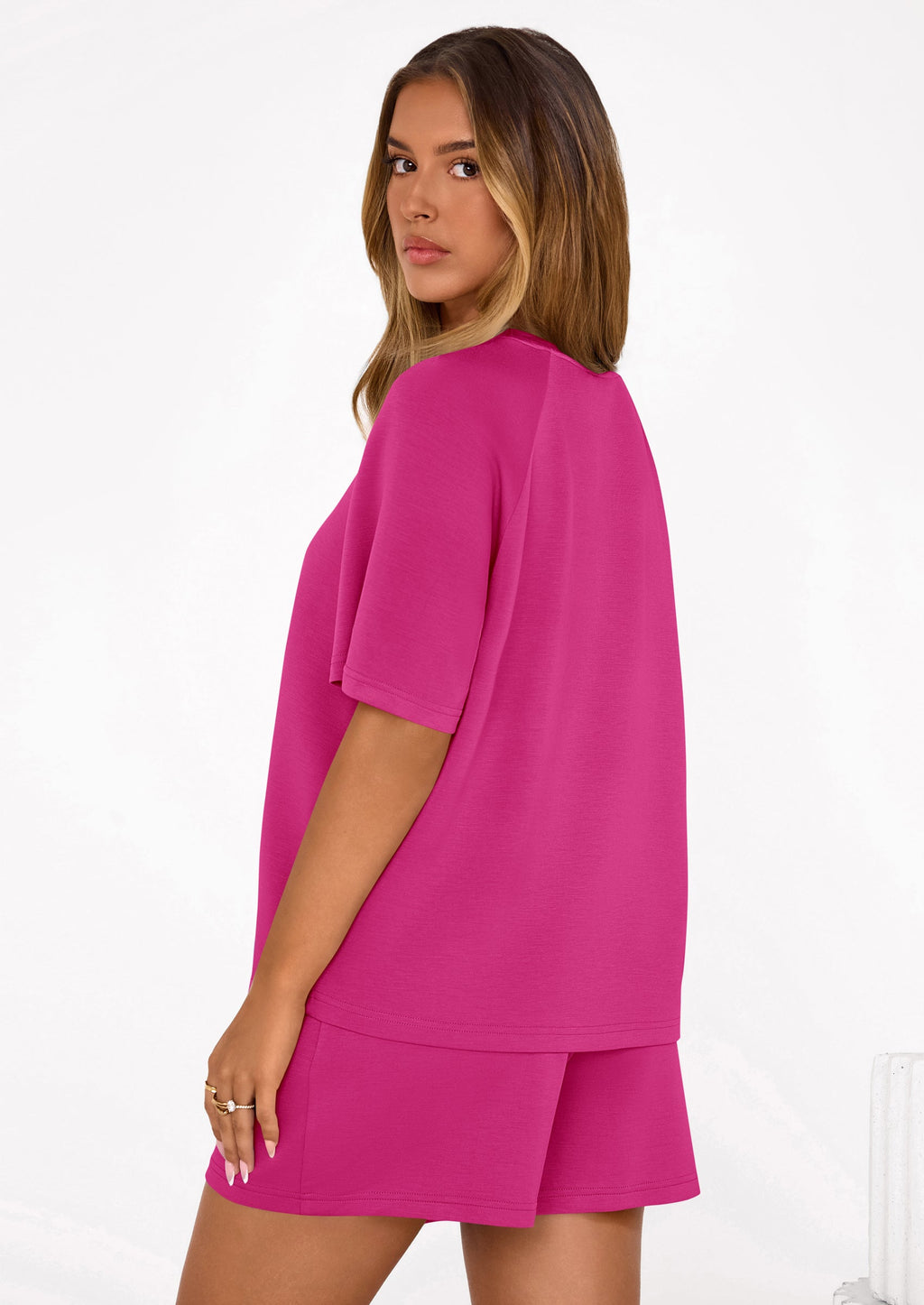 PRETTYGARDEN Women's 2 Piece Lounge Sets Short Sleeve Shirts Casual Tops Shorts Matching Clothing Summer Airport Outfits