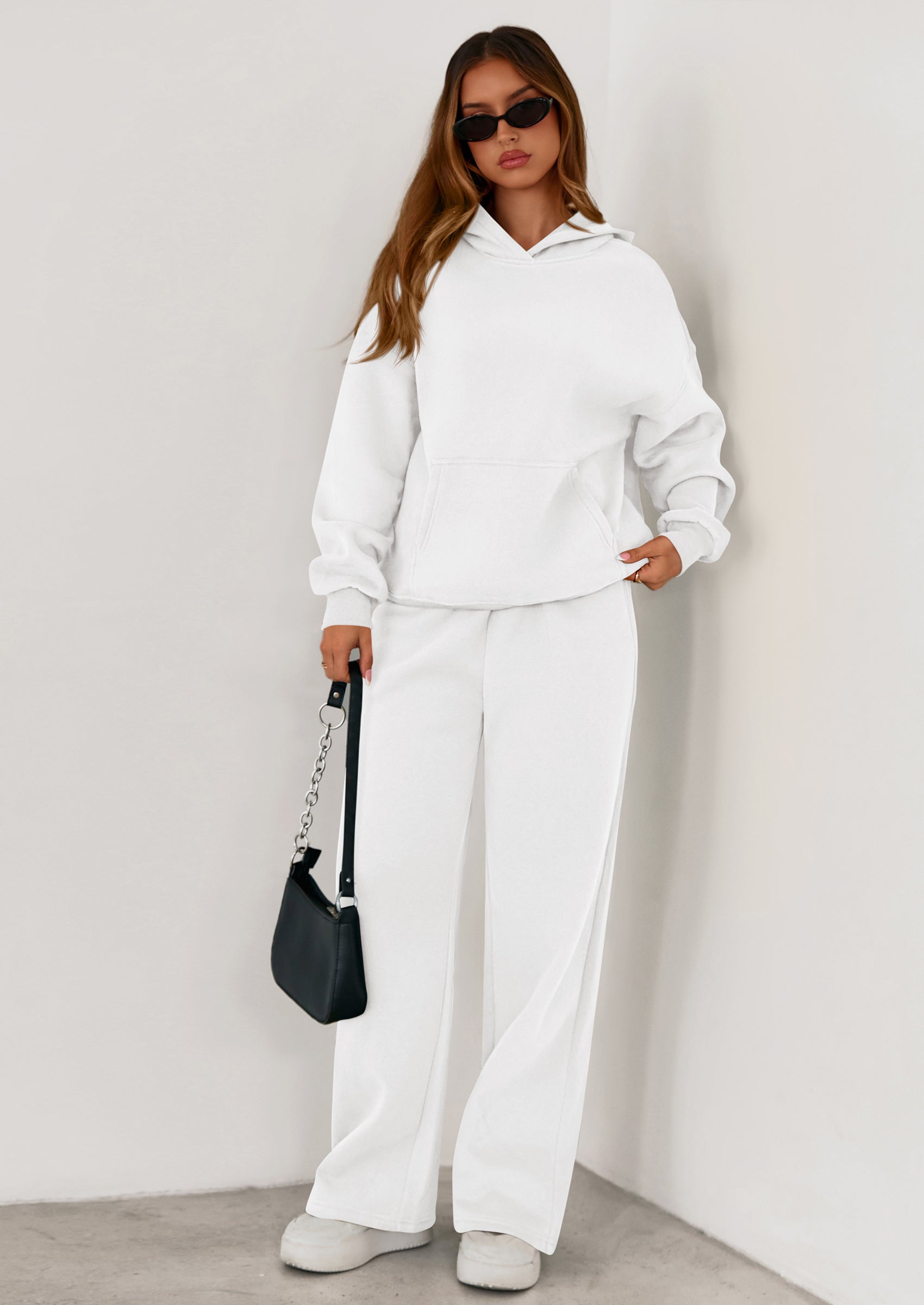 PRETTYGARDEN Women's 2 Piece Outfits Fall Sweatsuits Oversized Hoodies Wide Leg Sweatpants Tracksuits Lounge Matching Sets