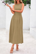 PRETTYGARDEN Spring Casual Dresses for Women Summer Business Work Midi Sleeveless A Line Pleated Cocktail Dress