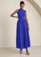 PRETTYGARDEN Dresses for Women Casual Eyelet Sleeveless Wedding Guest Maxi Dress Tank Top Sundress with Pockets