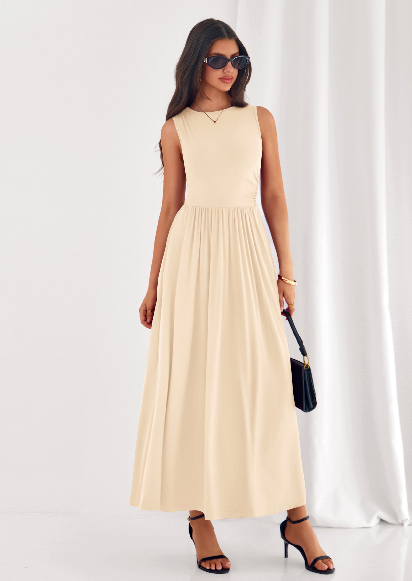 PRETTYGARDEN Summer Maxi Dresses for Women Sleeveless A Line Flowy Long Casual Sundress Wedding Guest Fashion Clothing