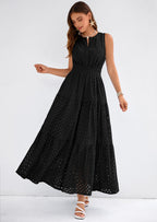 PRETTYGARDEN Summer Dresses for Women Sundresses Sleeveless V Neck Eyelet A Line Flowy Beach Vacation Spring Maxi Dress