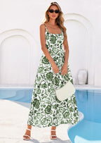 PRETTYGARDEN Womens Spring Boho Maxi Dress Eyelet Floral Long Flowy Sundresses Summer Beach Vacation Clothes