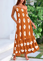 PRETTYGARDEN Women's Summer Maxi Dresses One Shoulder Printed Flowy Boho Beach Vacation Long Sundress