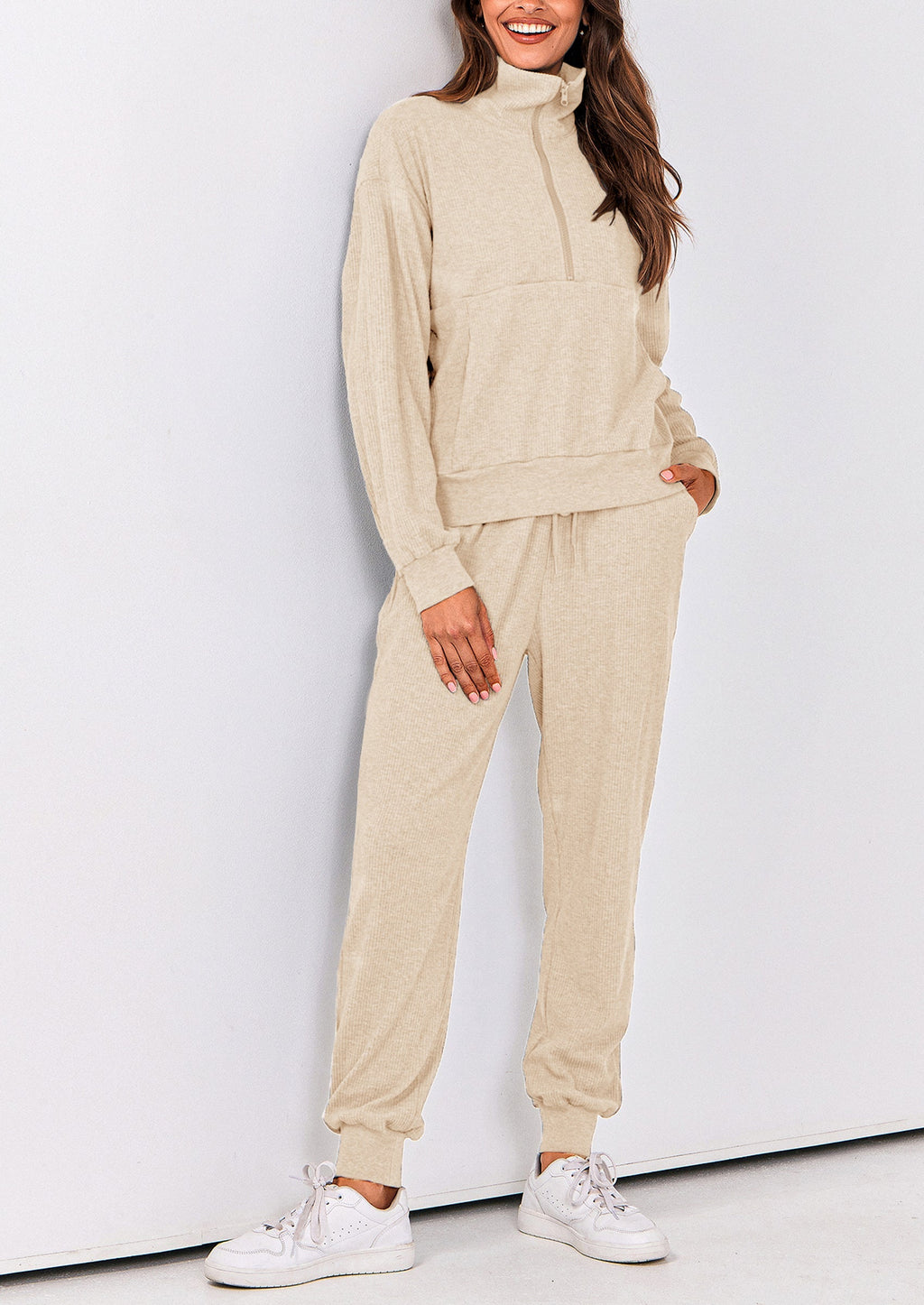 PRETTYGARDEN Women's Fall 2 Piece Lounge Sets Zip Up Sweatshirt Jogger Pants Sweat Track Suits Travel Outfit Winter Clothing