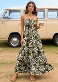 PRETTYGARDEN Sleeveless Floral Summer Maxi Dresses for Women Tube Top Flowy Long Dress Tropical Beach Vacation Clothes