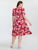 Floral Print Shirred Front Flutter Sleeve Mini Dress
