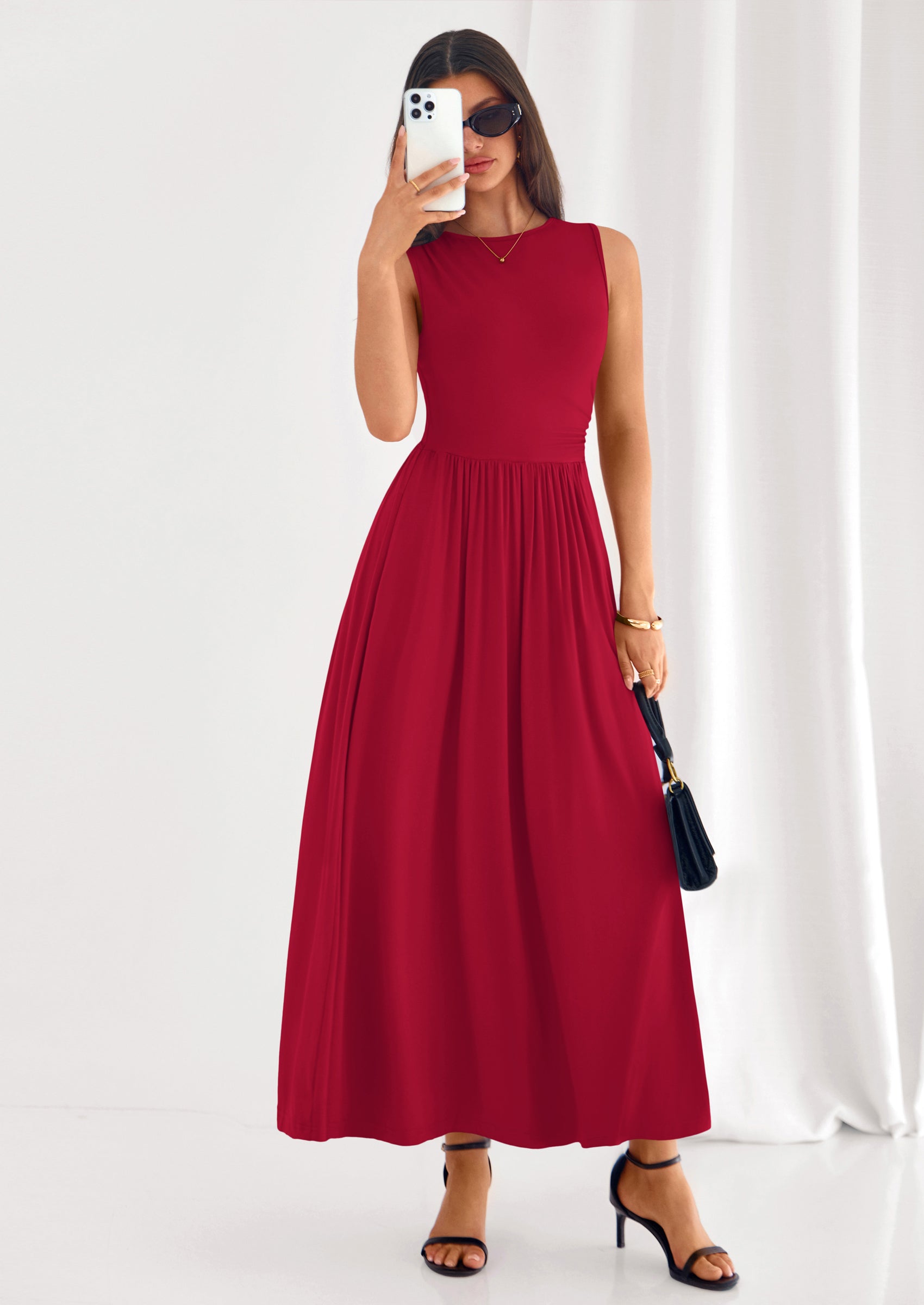 PRETTYGARDEN Summer Maxi Dresses for Women Sleeveless A Line Flowy Long Casual Sundress Wedding Guest Fashion Clothing