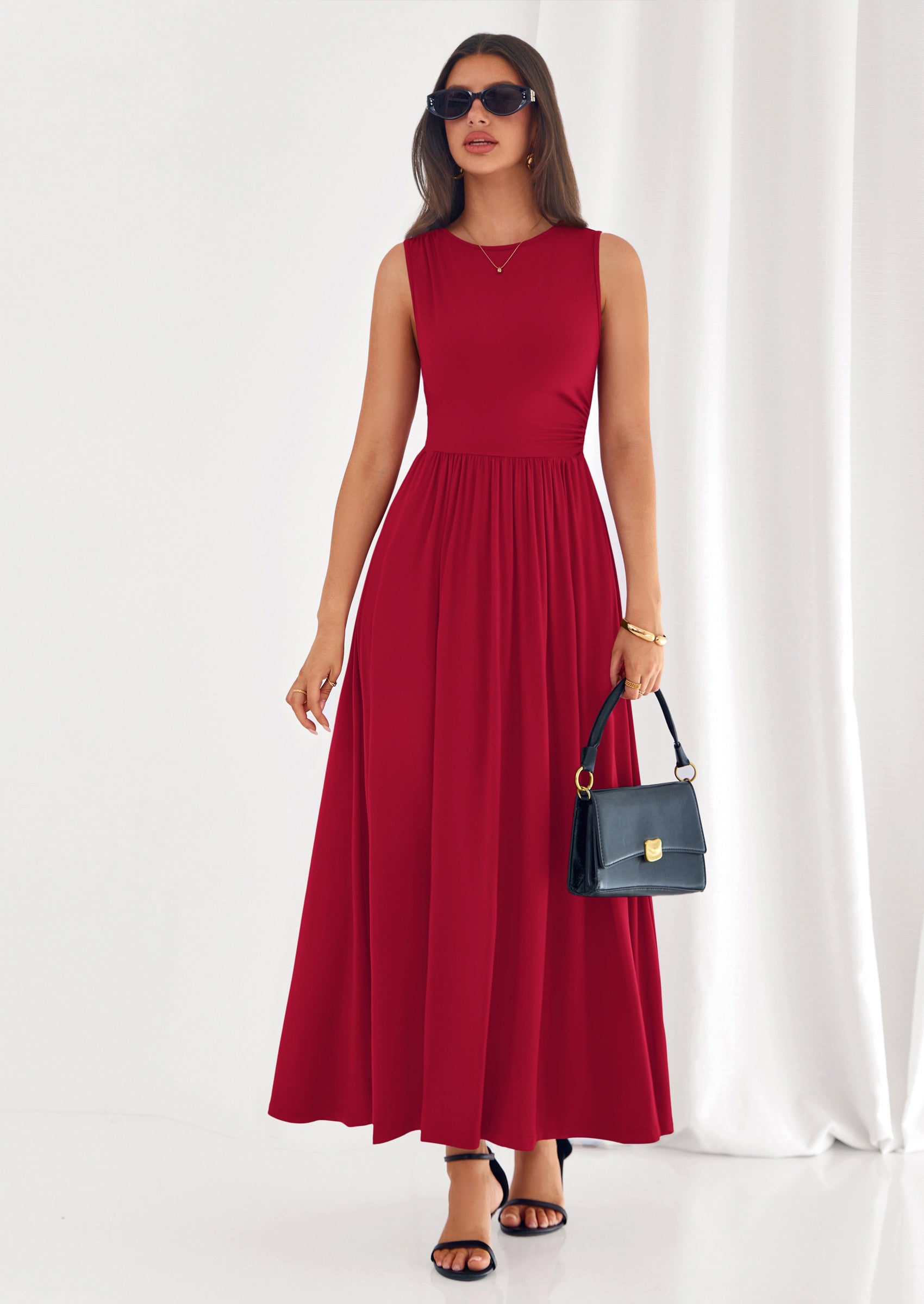 PRETTYGARDEN Summer Maxi Dresses for Women Sleeveless A Line Flowy Long Casual Sundress Wedding Guest Fashion Clothing