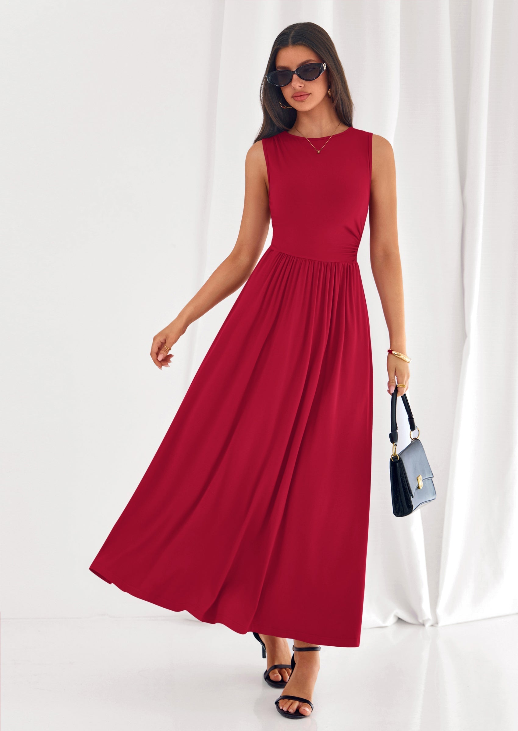 PRETTYGARDEN Summer Maxi Dresses for Women Sleeveless A Line Flowy Long Casual Sundress Wedding Guest Fashion Clothing