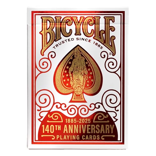 Bicycle 140th Anniversary Limited Edition Exclusive Playing Cards Set with 1 oz Pure Gold, 1 oz .999 Fine Silver, or Bronze Commemorative Collector Coin (Mystery Unboxing Coin)
